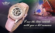 Wristwatch ветра руки способа пинка кожи wristwatches сетноых-аналогов женщин большой стороны механически