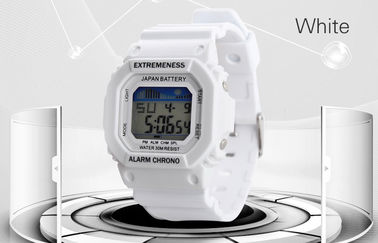 ABS цифрового вахты шикарных дам белые покрывают 12/24 hr wristwatches
