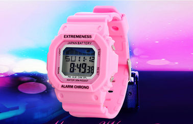 ABS цифрового вахты шикарных дам белые покрывают 12/24 hr wristwatches
