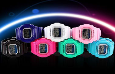 ABS цифрового вахты шикарных дам белые покрывают 12/24 hr wristwatches