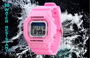 ABS цифрового вахты шикарных дам белые покрывают 12/24 hr wristwatches