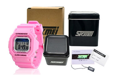 ABS цифрового вахты шикарных дам белые покрывают 12/24 hr wristwatches