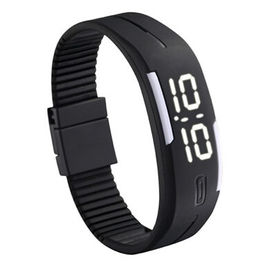 Белый свет воды упорный резиновый вел wristwatch цифров для человека в черноте, голубой
