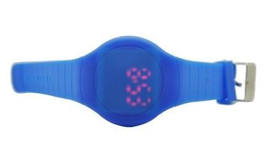 Пурпуровый круглый wristwatch СИД цифров стороны для женщин с логосом Debossed