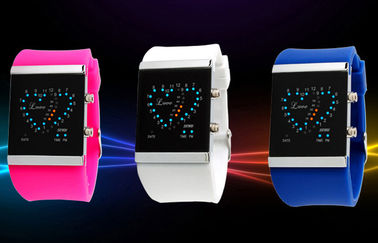 Wristwatch СИД цифров девушок, вахты голубой планки силикона электронные
