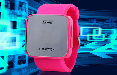 Упорная воды ATM wristwatch 1 СИД случая ABS цифрового вахты Wommens розовая