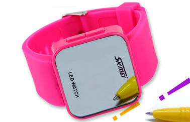 Упорная воды ATM wristwatch 1 СИД случая ABS цифрового вахты Wommens розовая