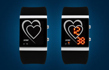 Вахта зеркала backlight EL пар типа сердца Wristwatch СИД цифров