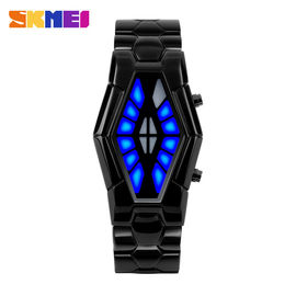 Вахта диапазона металла типа глаз змейки, голубой светлый wristwatch дела