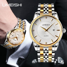 Золотистый серебряный wristwatch дела нержавеющей стали, водоустойчивые вахты дела моды людей