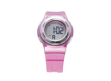 Круглые женщины PU пинка делают вахту водостотьким спорта с Wristwatch подарка сигнала тревоги LCD